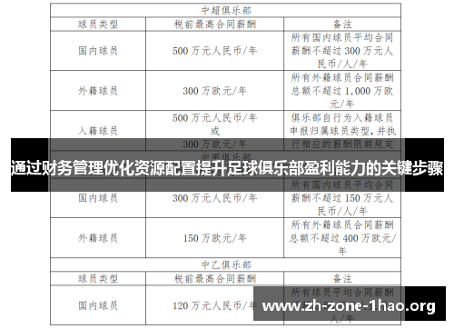 通过财务管理优化资源配置提升足球俱乐部盈利能力的关键步骤 通过财务管理优化资源配置提升足球俱乐部盈利能力的关键步骤